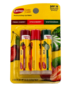 Carmex Moisturizing Lip Balm With Sunscreen - Fresh Cherry, Strawberry, Wintergreen - 0.15 OZ