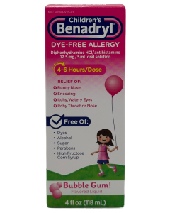 Children's Benadryl - Bubble Gum Flavored Liquid - 4 Fl oz