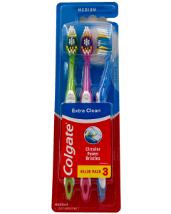 Colgate Extra Clean Toothbrush - Medium - 3 Toothbrushes