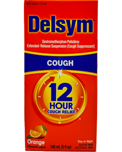 Delsym Cough Relief Syrup - Orange Flavored Liquid - 5 FL OZ