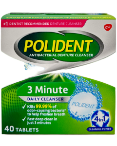 Polident 3 Minute Antibacterial  Denture Cleanser Tablets - 40 Ct