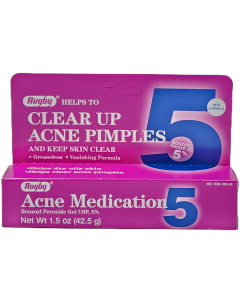 Rugby Acne Medication Benzoyl Peroxide Gel 5%  - 1.5 OZ